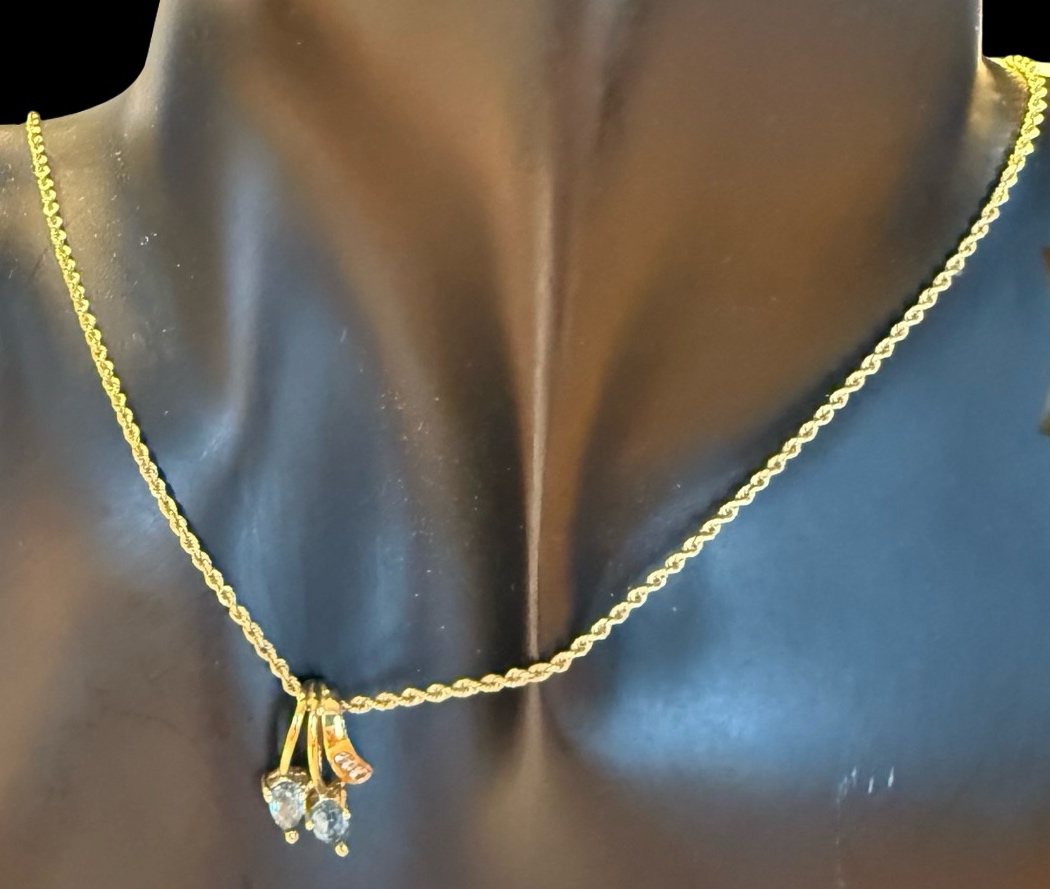 14k Gold Necklace with Light Blue Gemstones