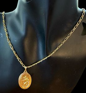14k Yellow Gold St. Christopher Medal Pendant Necklace