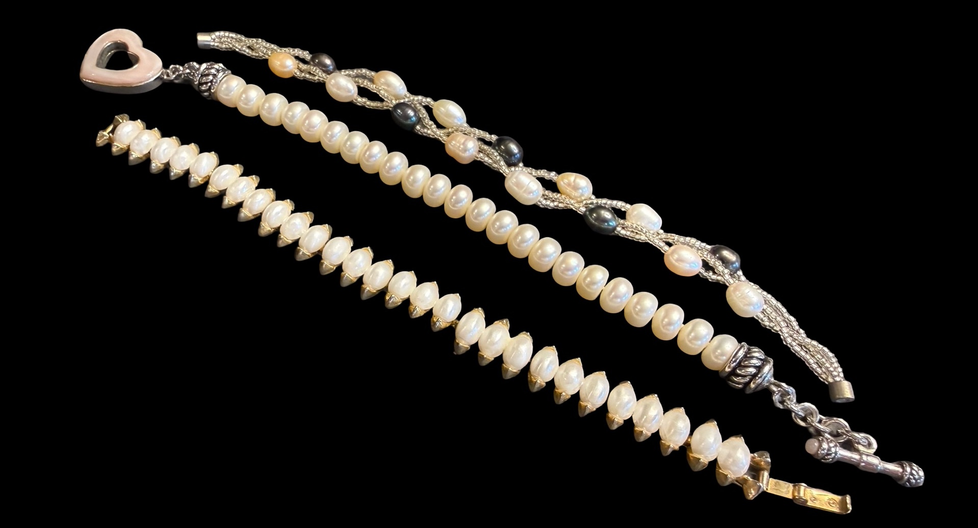 Three Pearl Beaded Bracelets
