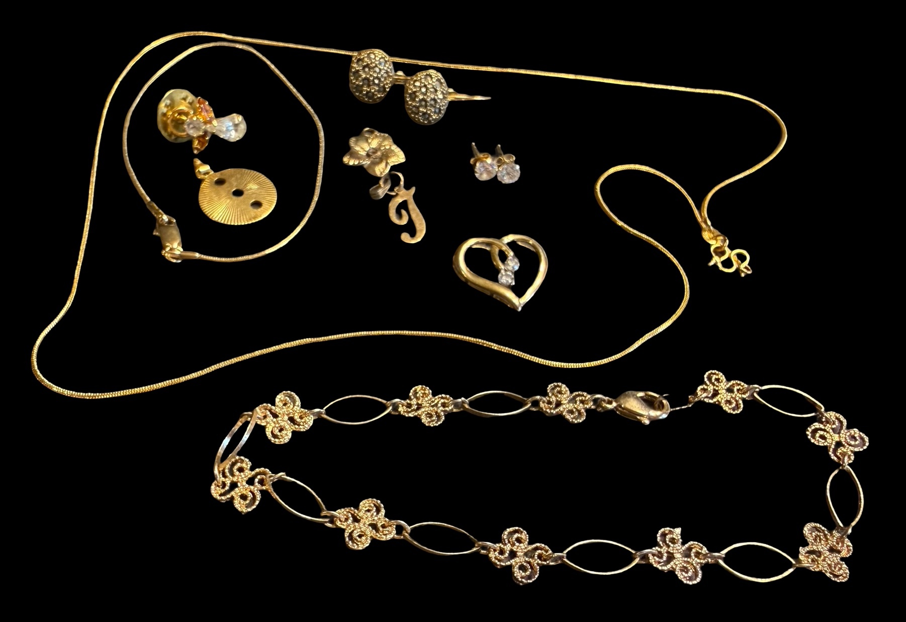 Variety of Gold Tone Jewelry