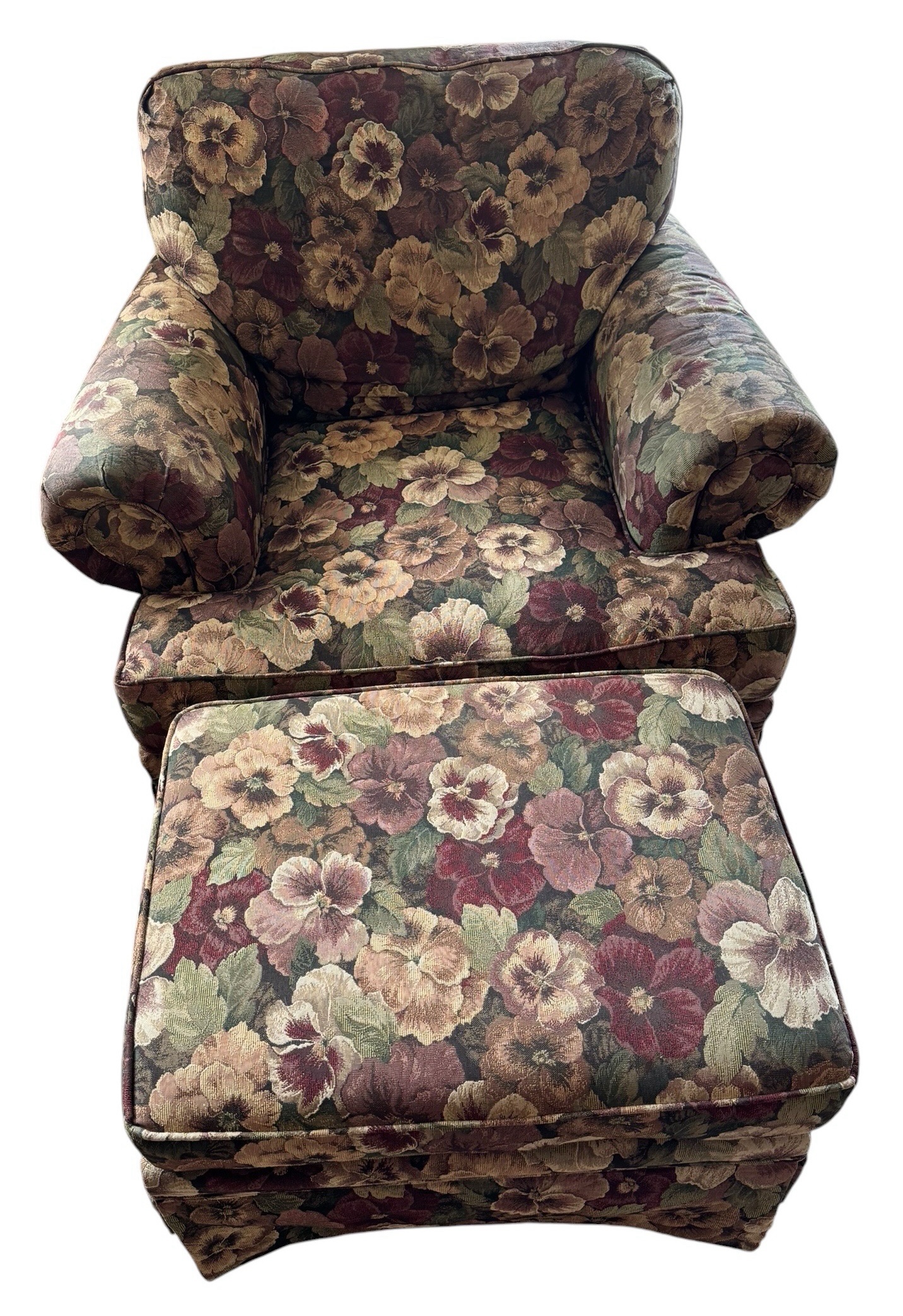 Floral Print Arm Chair with Ottoman