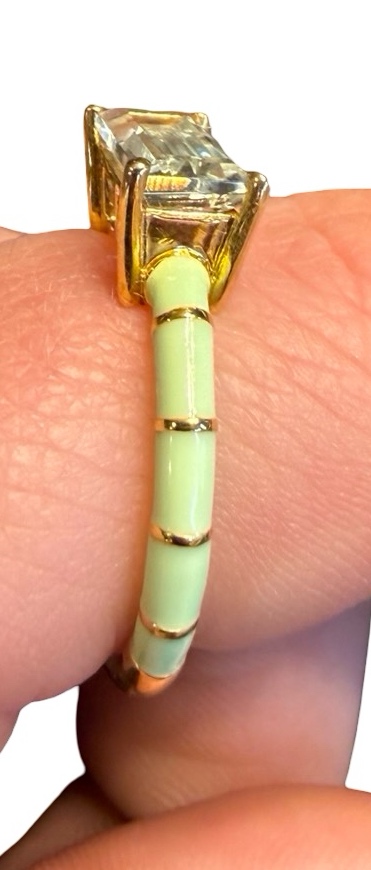 Ross-Simons 1.70 Carat Prasiolite Ring with Green Enamel in 18kt Gold Over Sterling Silver