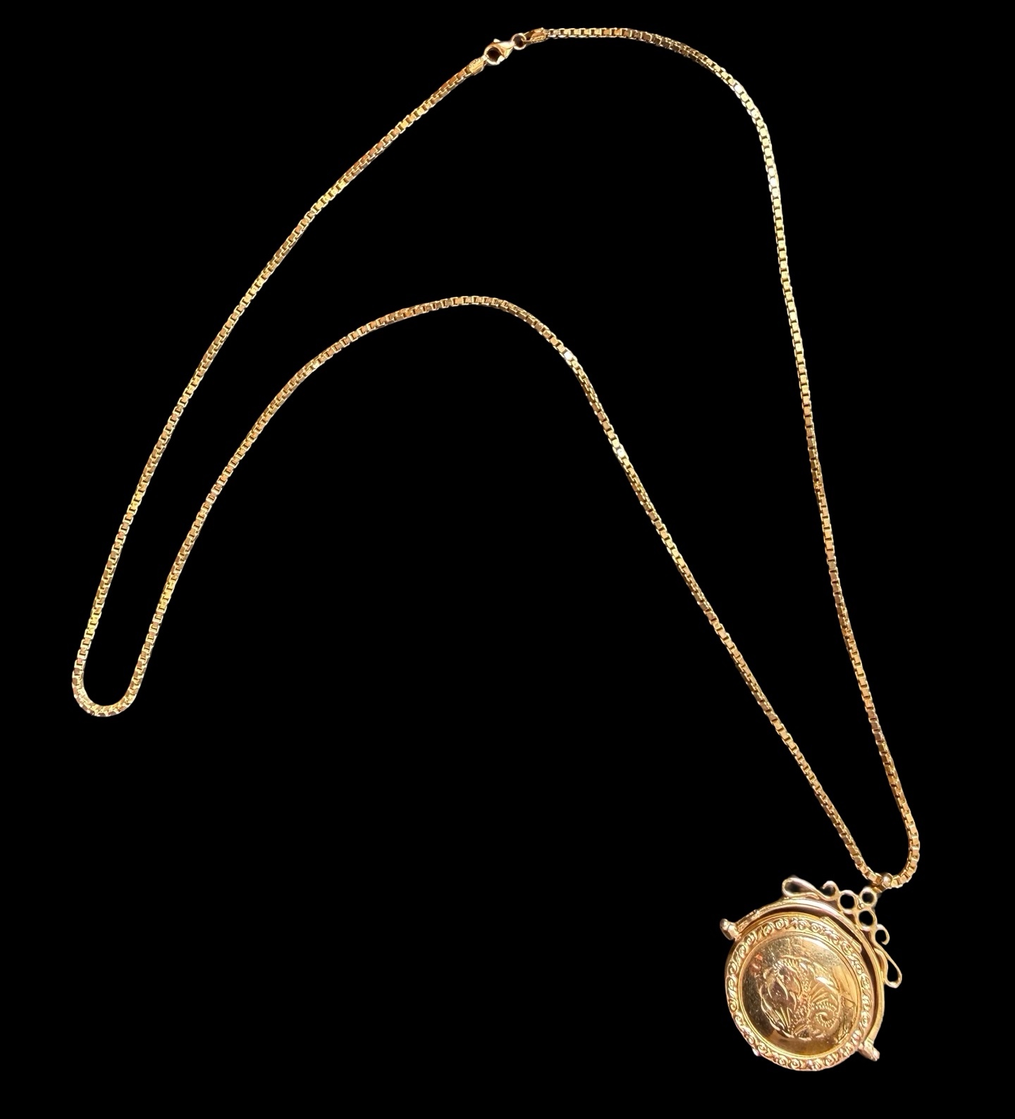 Vintage 14K Swivel Locket Pendant Necklace
