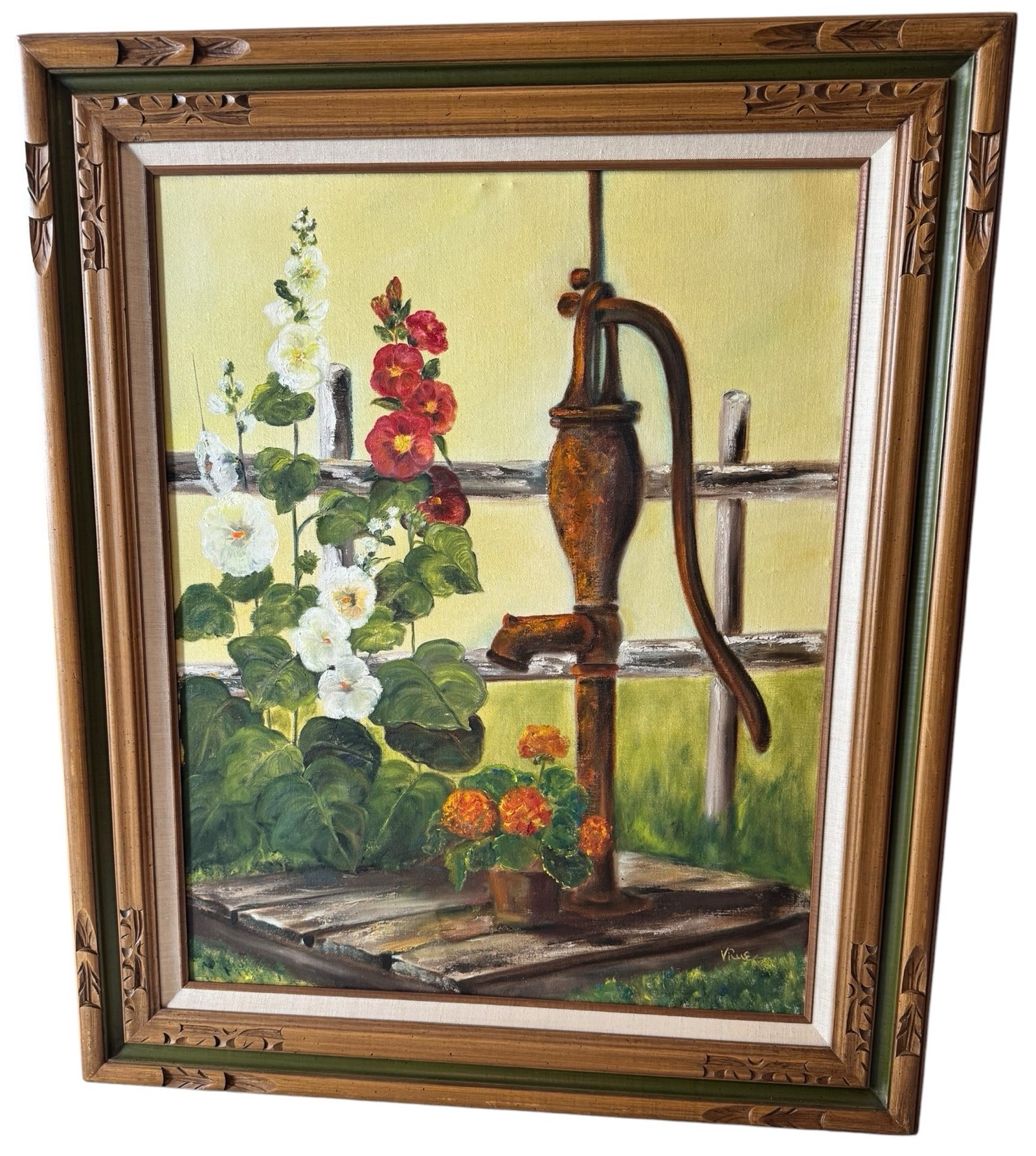 Rustic Floral Water Pump Artwork