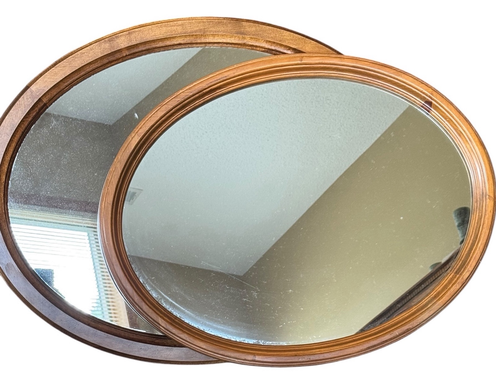 Pair of Oval Oak Mirrors