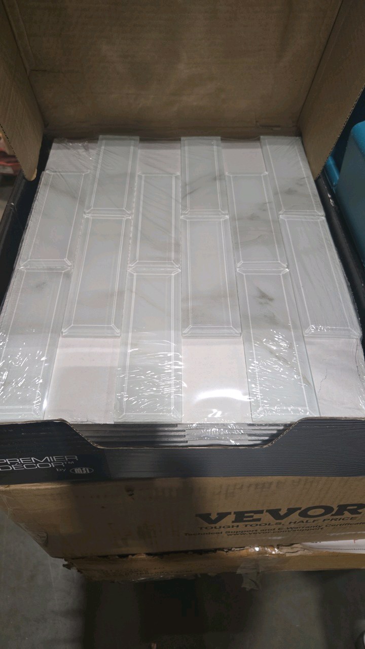 case of 10--MSI Ivory Amber Beveled Subway 12 in. x 12 in. x 0.31 in. Glass Mesh-Mounted Mosaic Wall Tile (9.7 sq ft)