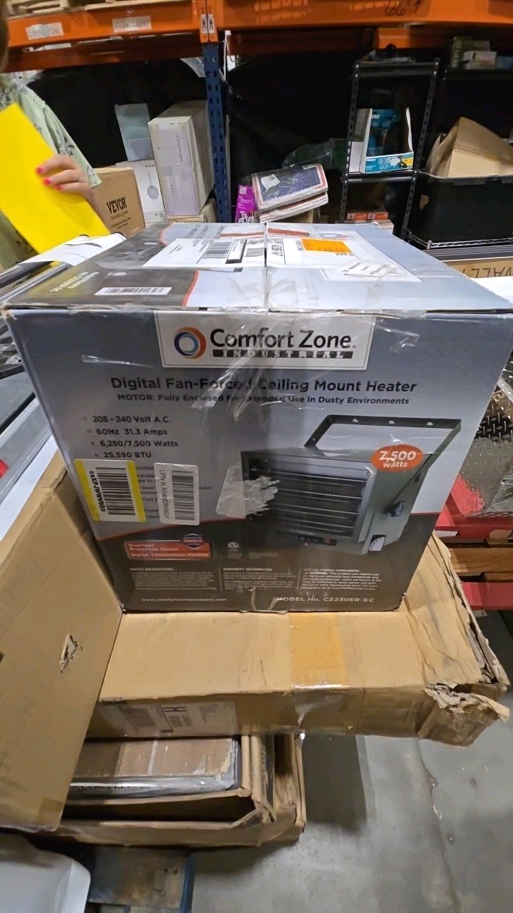 Comfort Zone 7500-Watt Electric Digital Fan Forced Ceiling Mount Heater