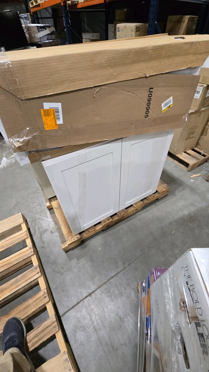 pallet of white cabinets