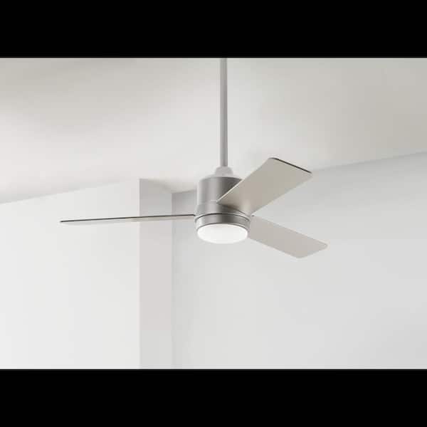 Hampton Bay Castlegate 44 in. Integrated LED Indoor Silver Ceiling Fan with 3 Reversible Blades, Light Kit and Remote Control