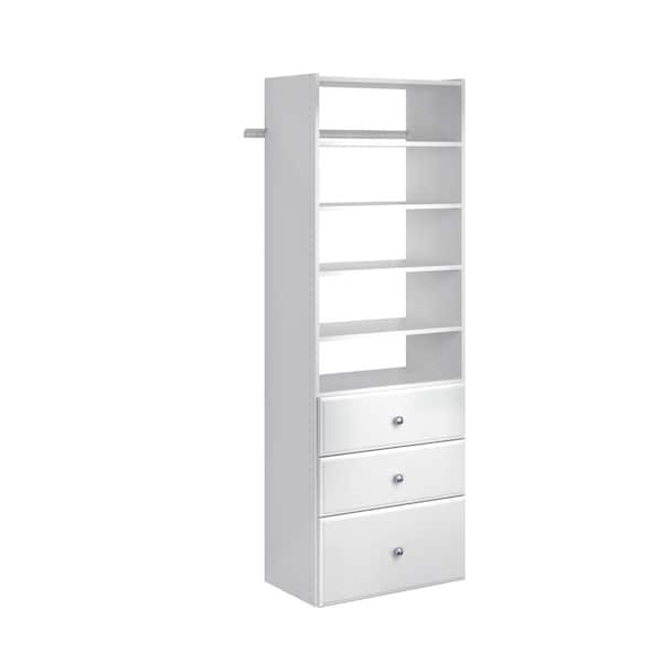 Closet Evolution Premier 25 in. W Classic White Tower Unit Wall Mount 6-Shelf Wood Closet System