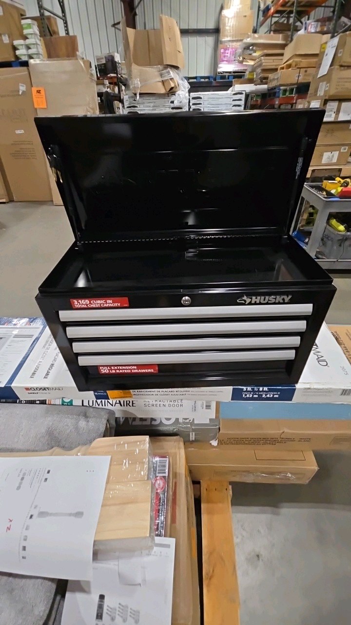 Husky 26 in. W x 12 in. D Standard Duty 4-Drawer Top Tool Chest in Gloss Black