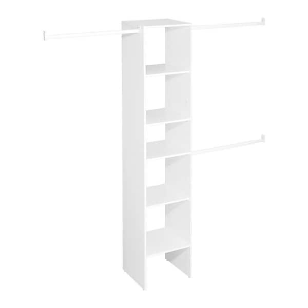 ClosetMaid Selectives 48 in. W - 112 in. W White Reach-In Tower Wall Mount 6-Shelf Wood Closet System