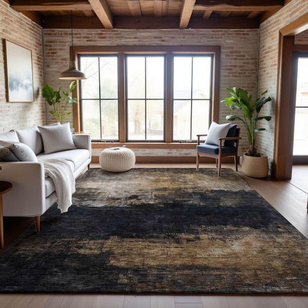 Addison Rugs Mayfield Premium Machine Washable Abstract AMF1209 Charcoal 10 ft. x 14 ft. Area Rug
