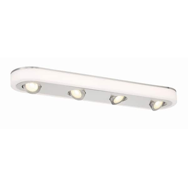 EnviroLite Pivot 32 in. Transitional Brushed Nickel Selectable CCT Integrated LED Flush Mount for Kitchens