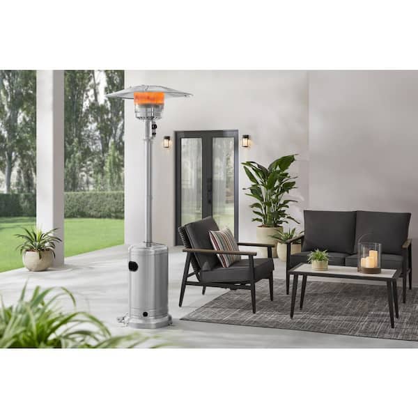 Hampton Bay 48000 BTU Stainless Steel Propane Standing Patio Heater with Wheels