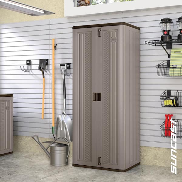 Suncast Plastic Freestanding Garage Cabinet in Platinum (40 in. W x 80 in. H x 20 in. D)
