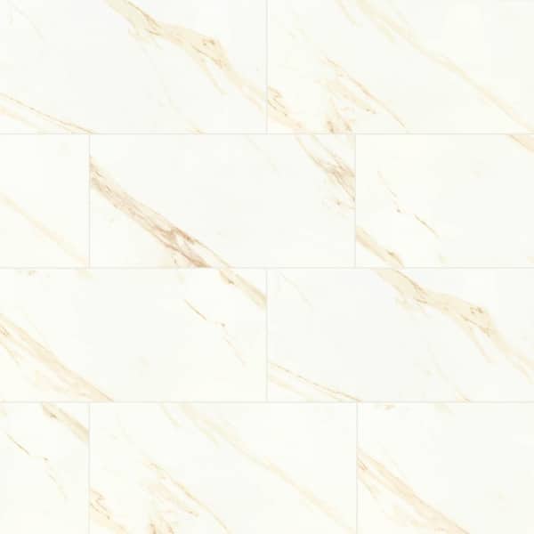 MSI Yosemite White 16 in. x 32 in. Polished Porcelain Marble Look Floor and Wall Tile