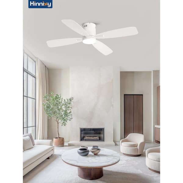 52 in. Intergrated LED Indoor Matte White Standard Ceiling Fan with Light Kit and App Control and Remote Control