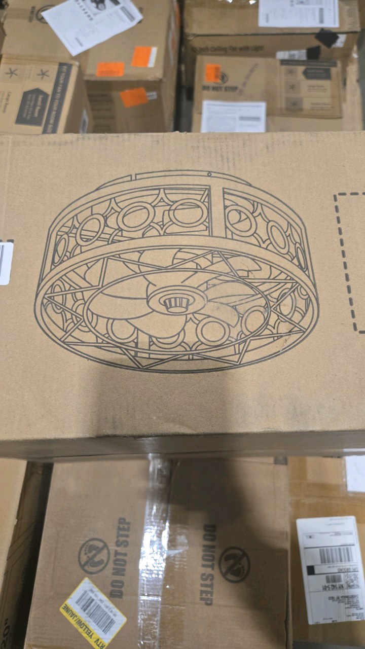 HINNIXY 16-inch Indoor White Gold Caged Ceiling Fan