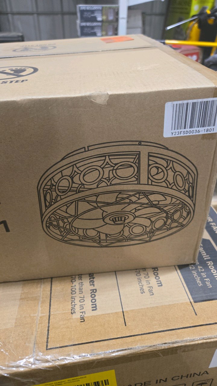 HINNIXY 16-inch Indoor White Gold Caged Ceiling Fan