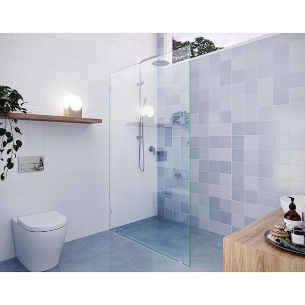 Glass Warehouse Vela 48 in. W x 78 in. H Frameless Fixed Single Panel Shower Door in Chrome Without Handle