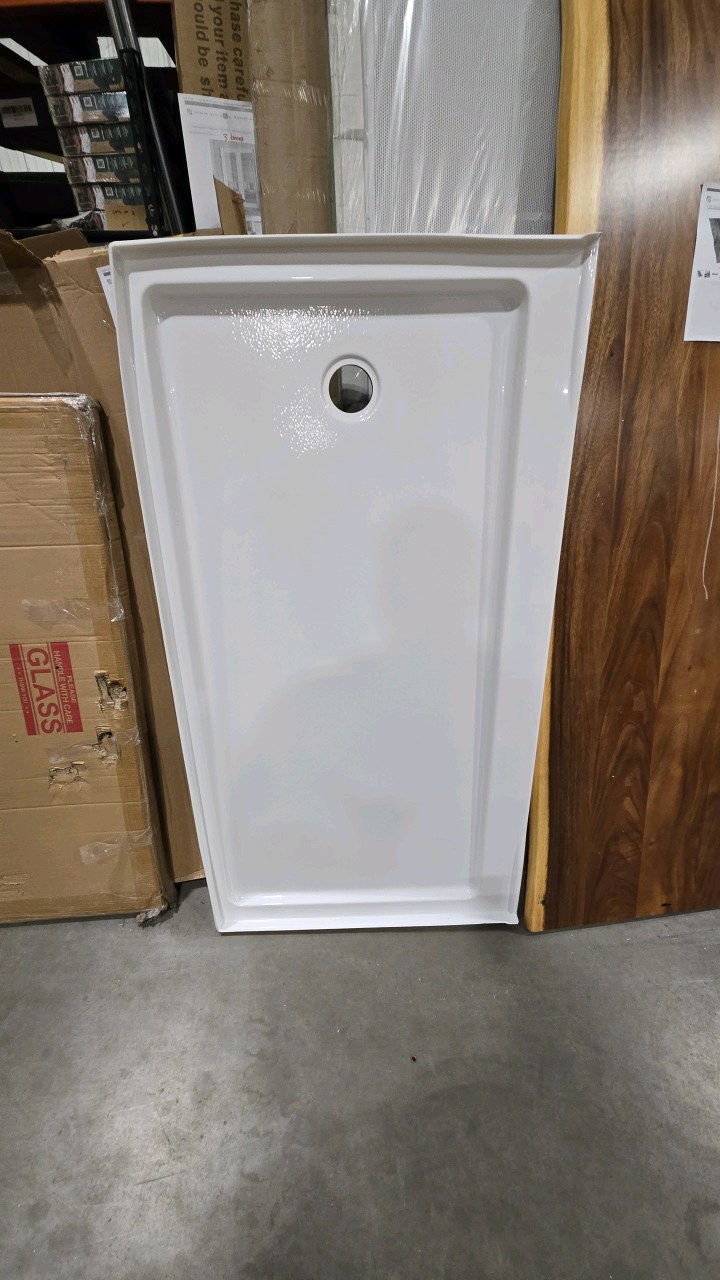 Delta Classic 500 60 in. L x 32 in. W Alcove Shower Pan Base with Right Drain in High Gloss White