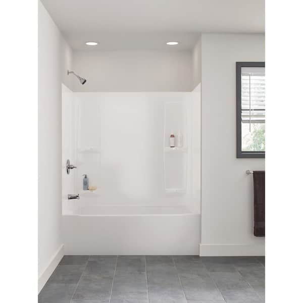 Delta Pro-Series 60 in. W x 57 in. H Five Piece Glue Up Bathtub Surrounds in High Gloss White