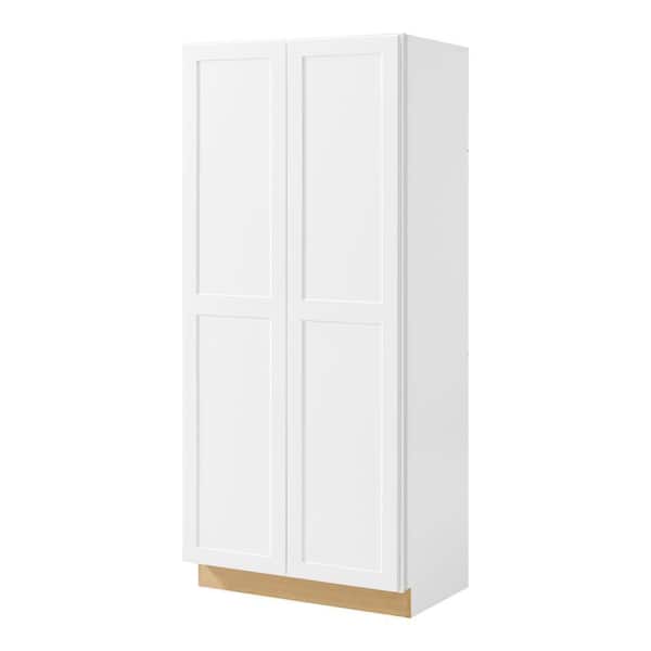 Hampton Bay Avondale 36 in. W x 84 in. H x 24 in. D Ready To Assemble Plywood Shaker Wide Pantry Cabinet in Alpine White