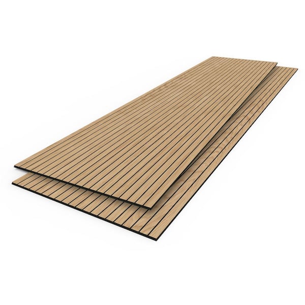 (6) sunwings 25 in. x 1.96 ft. x 7.87 ft. Natural Oak Wood Slat Acoustic Panels 3D Decorative Wall Paneling (186 sq. ft.)