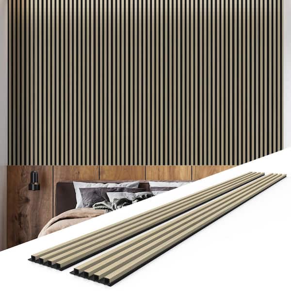 12-Pieces 102 In. x 6.5 In. x 0.94 In. WPC 3D Wood Wall Paneling for Interior Wall Decor Light, Black (55 sq. ft.)