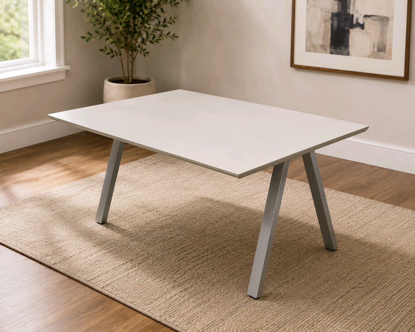 IKEA TROTTEN Rectangular Desk Table Gray Top Metal Legs 63 x 31