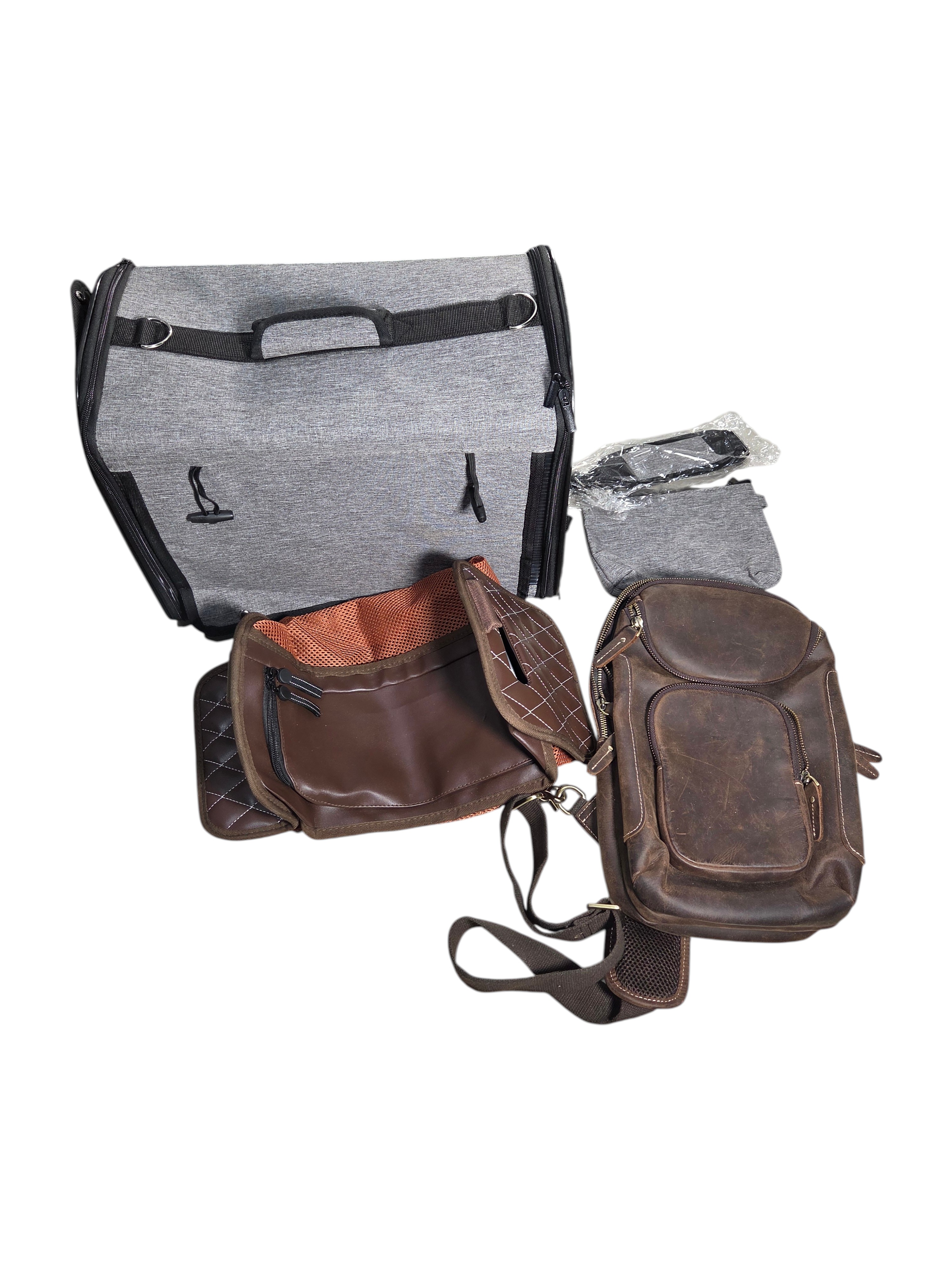 Pet Carrier Backpack & Brown ShoulderSling Bags Lot