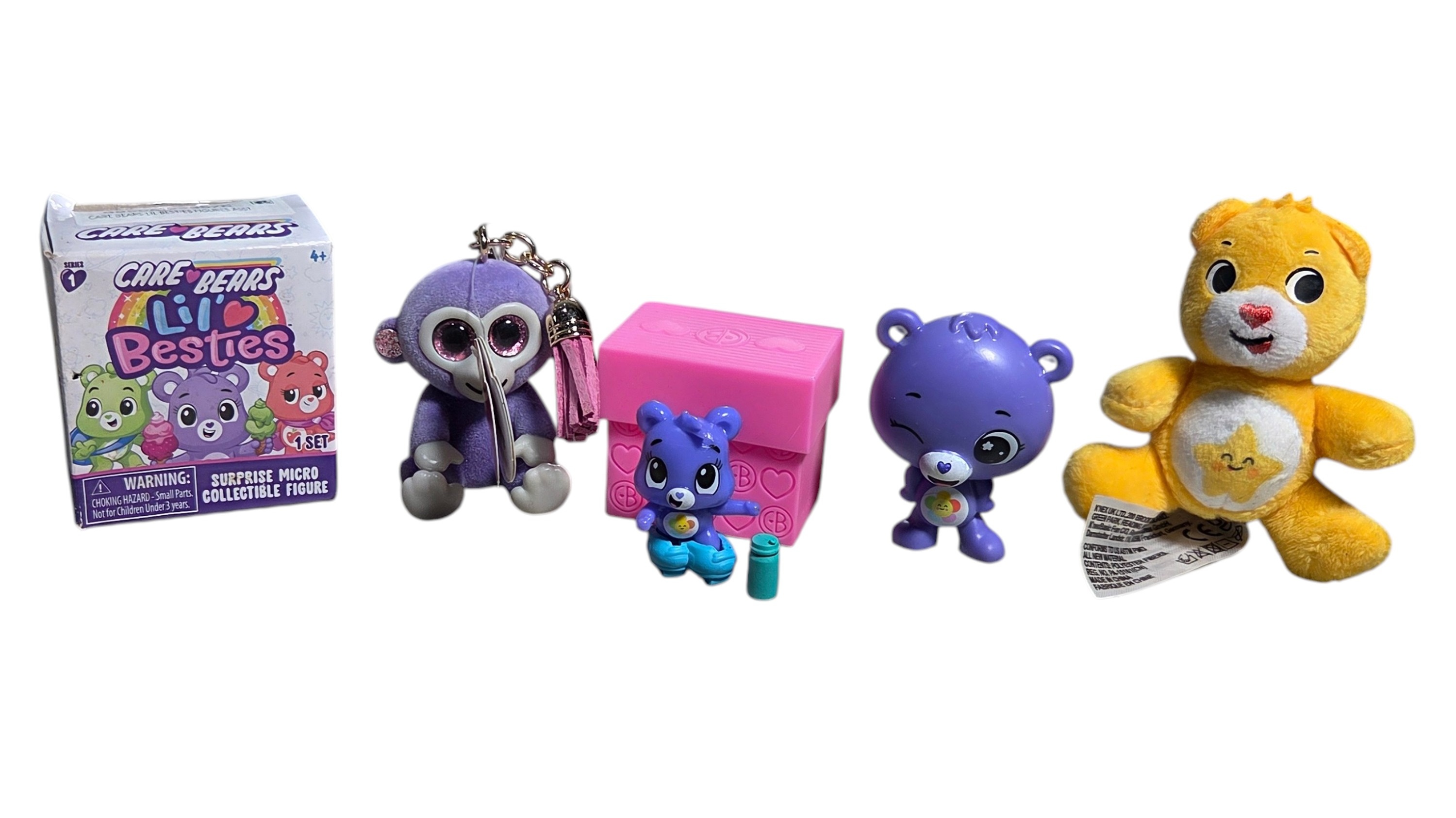 Care Bears Lil Besties Mini Figures & Plush Lot - Surprise Box, Keychain, Figure, Plush