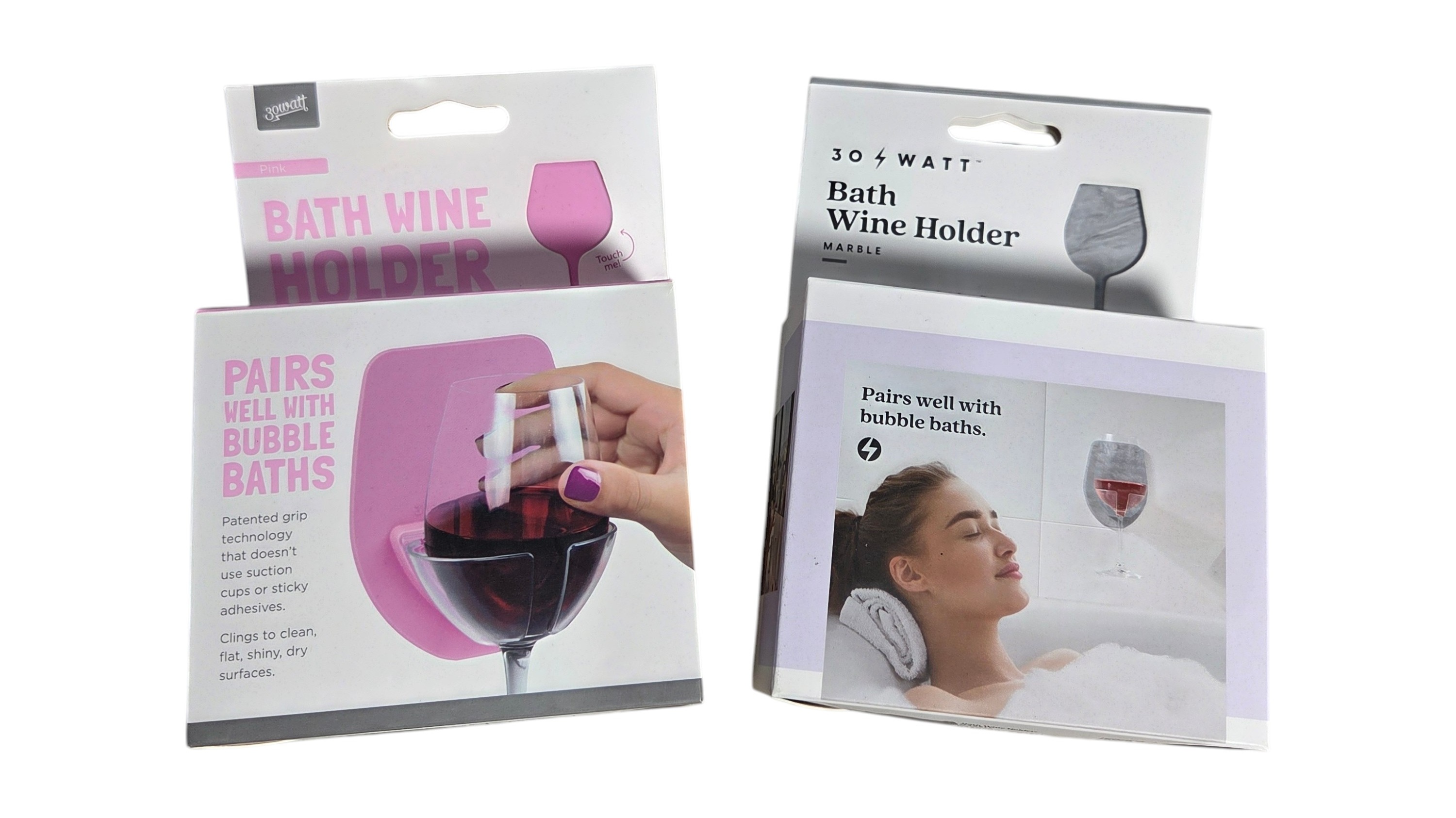 30 Watt Bath Wine Holders Pink & Marble New In Box Lot of 2