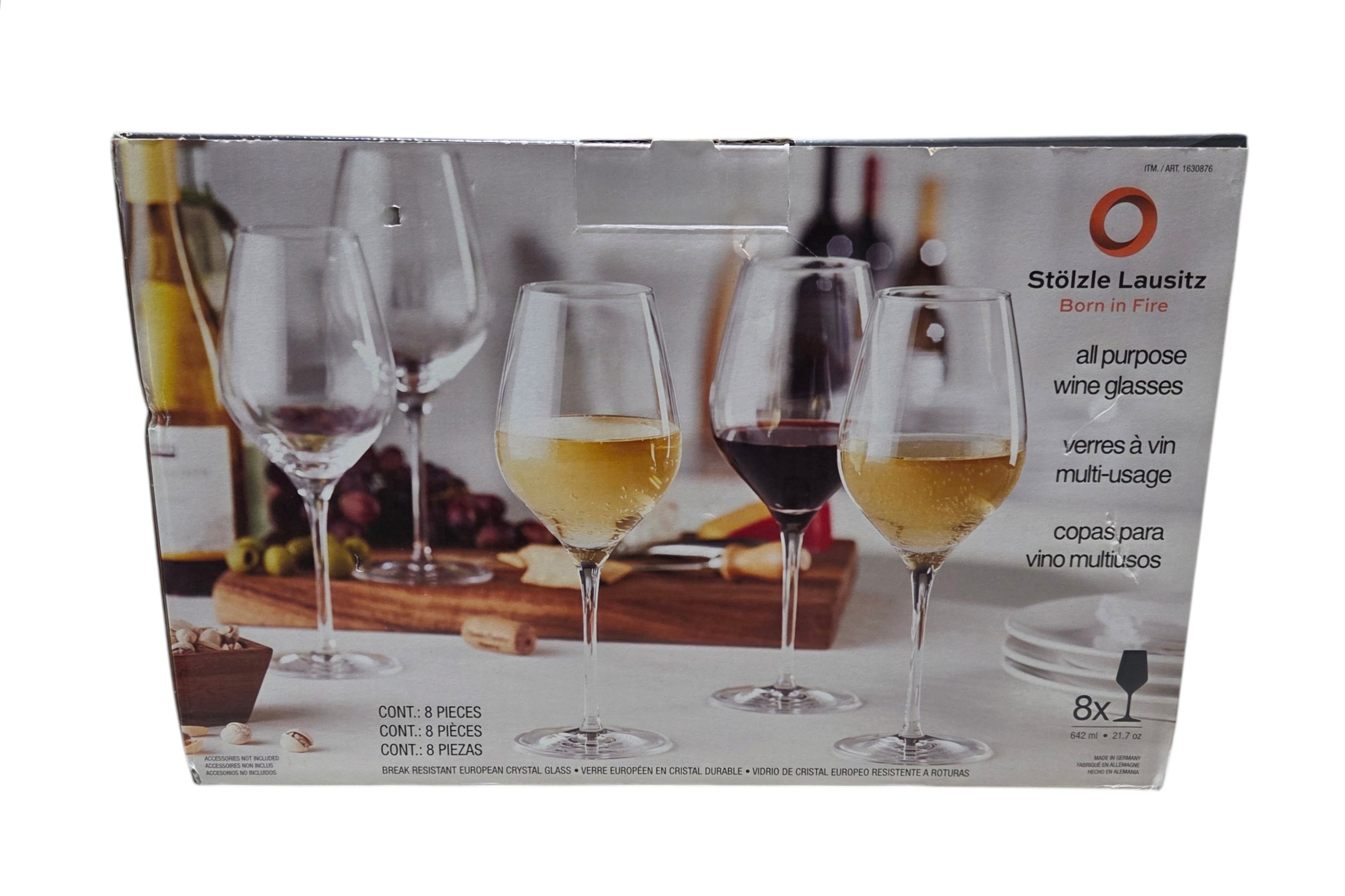 Stlzle Lausitz 8-Piece All Purpose Wine Glass Set in Box - 21.7 oz European Crystal