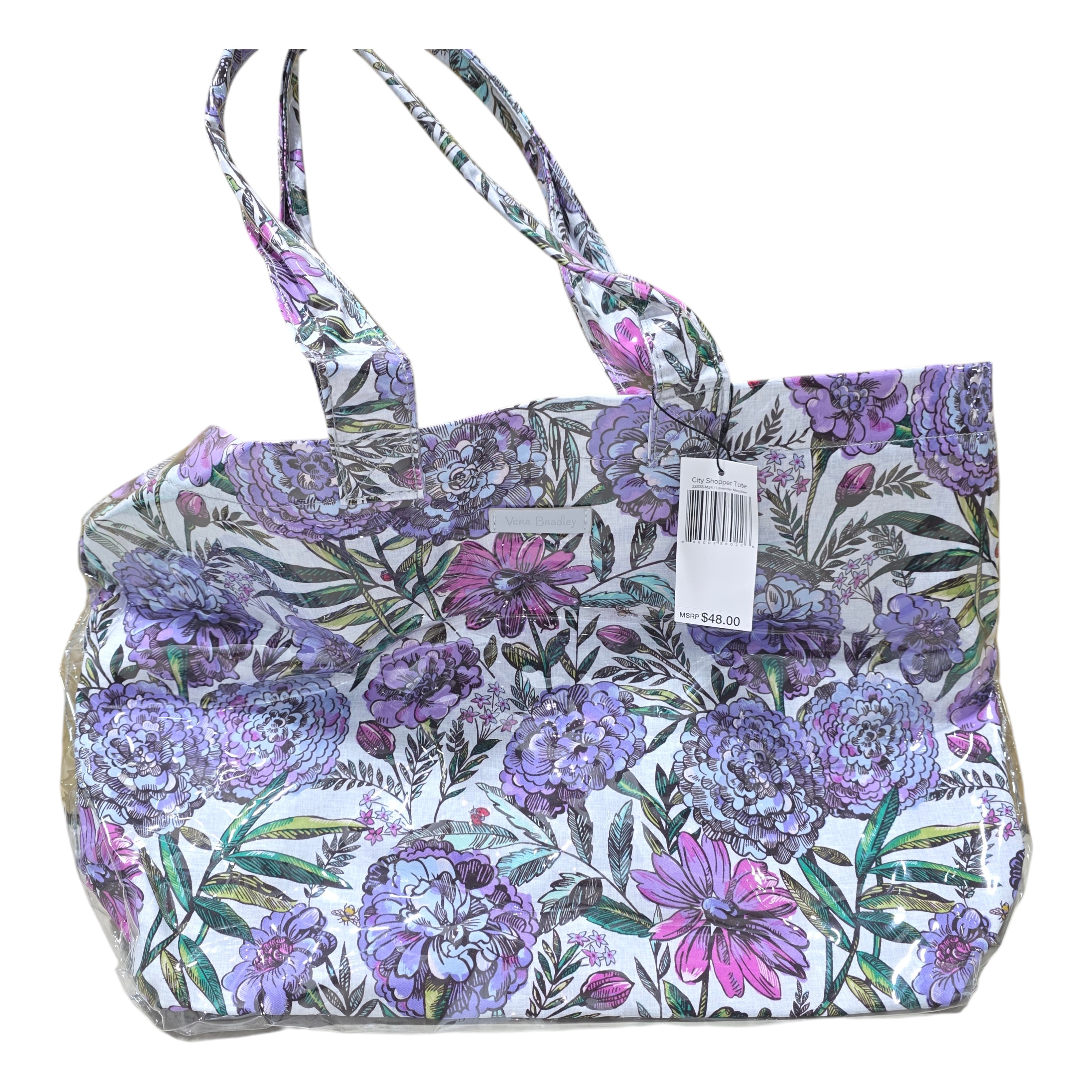 Vera Bradley City Shopper Tote - Lavender Meadow Floral Tote Bag, New With Tags
