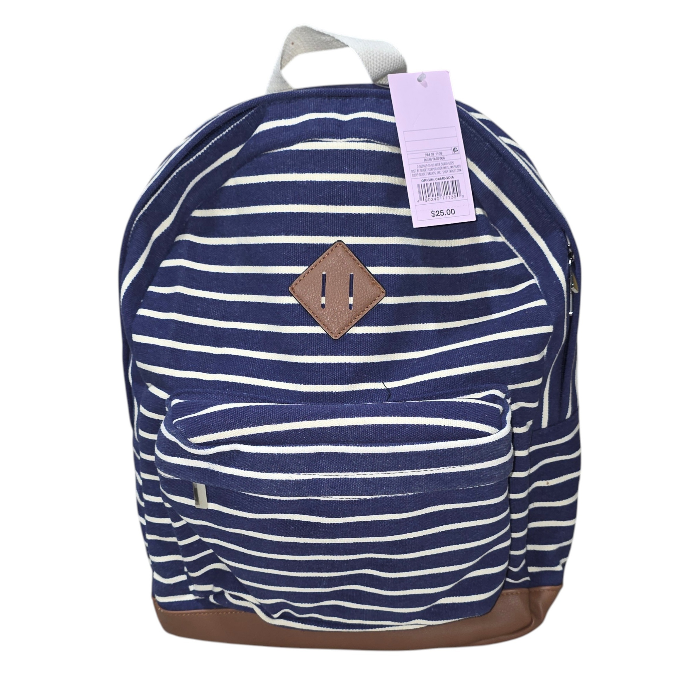 Donna Bella Striped Backpack - Navy & White Canvas Bag, New With Tags