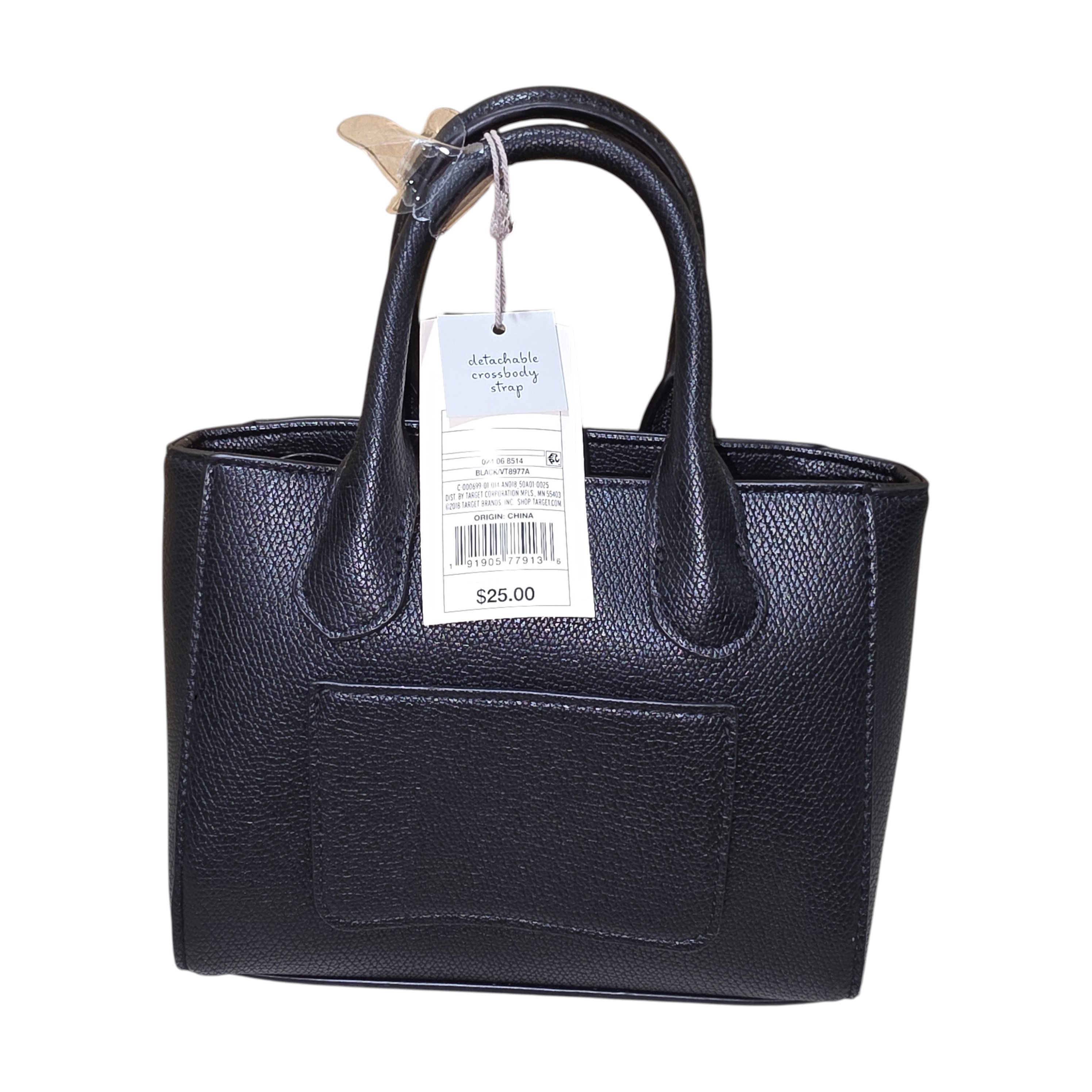 Universal Thread Black Satchel Handbag - New With Tags, Detachable Crossbody Strap