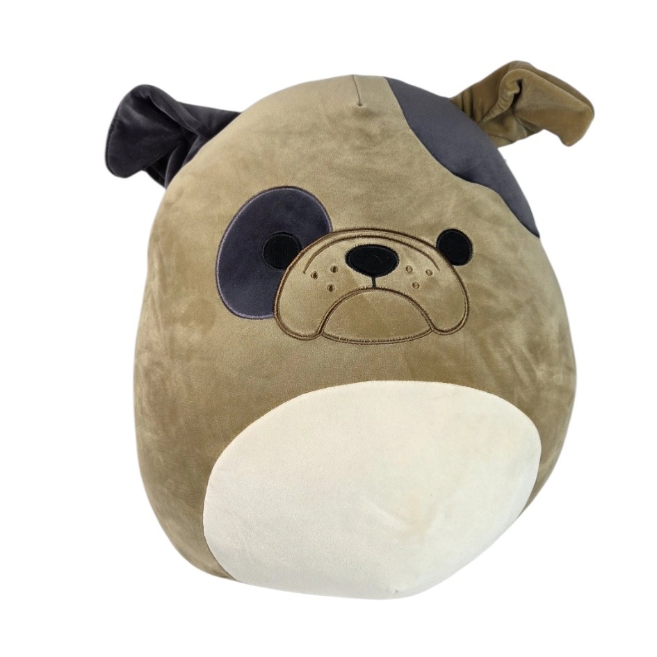 Squishmallows Large 16 LOAFER Brown Tan Bulldog Spotted Dog 2024 Plush NWT