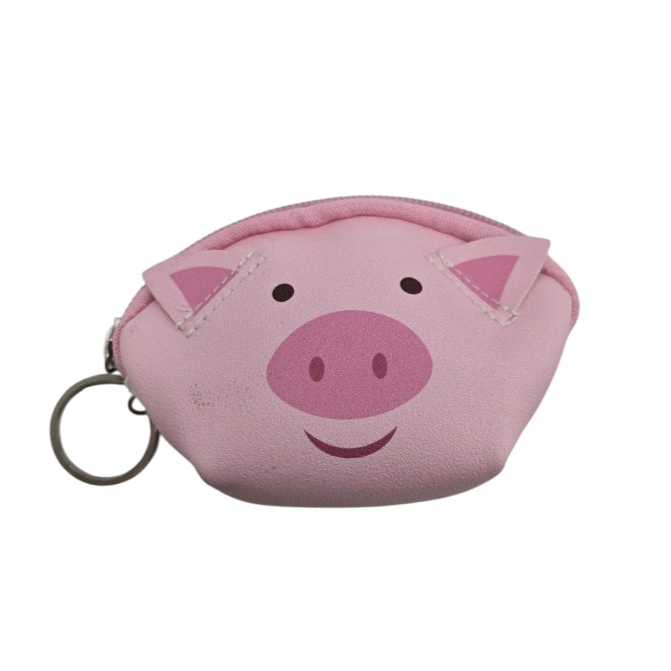Keychain Coin Purse Zip Around Coin Wallet Pink Pig Small