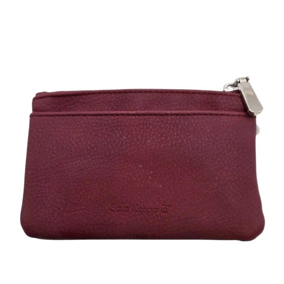 Safe Keeper Womens Wallet Coin Purse Small Keychain Faux Leather Burgundy