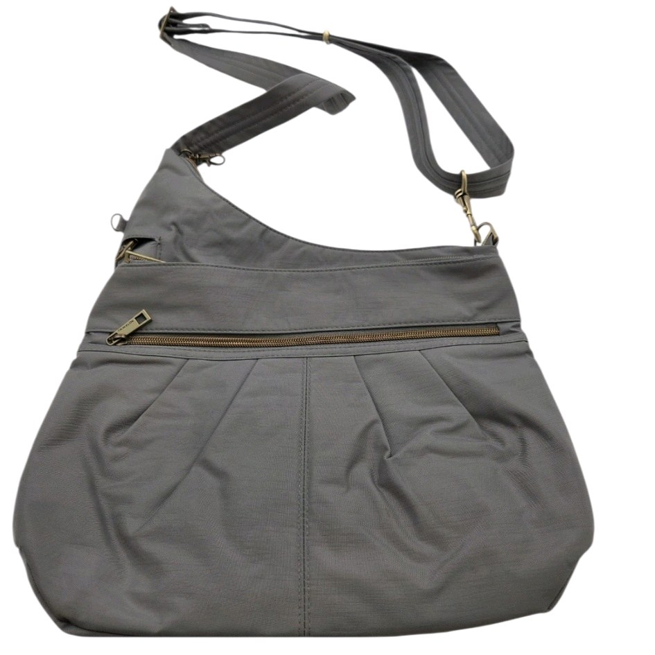 Travelon Anti-Theft Signature 3 Compartment Crossbody Hand Bag In Smoke Grey