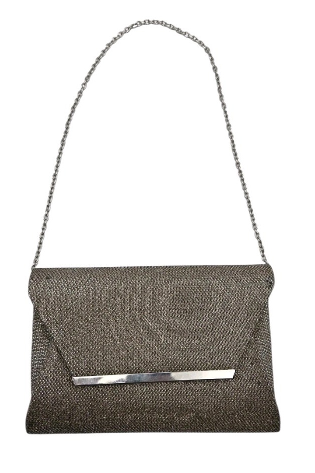 Lulu Townsend Silver Sparkling Foldpver Clutch With Chain Strap New With Tags