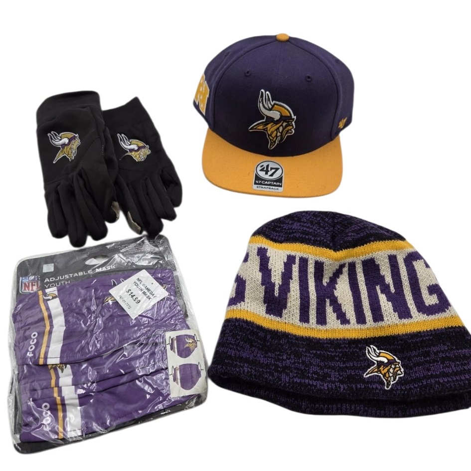 NFL Minnesota Vikings Fans Apparel Lot Hats Gloves Mask