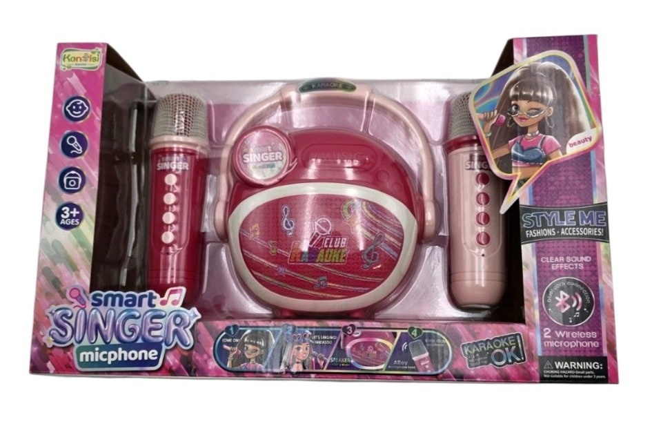 Kids Karaoke Set With 2 Wireless Microphones And Bluetooth Speaker