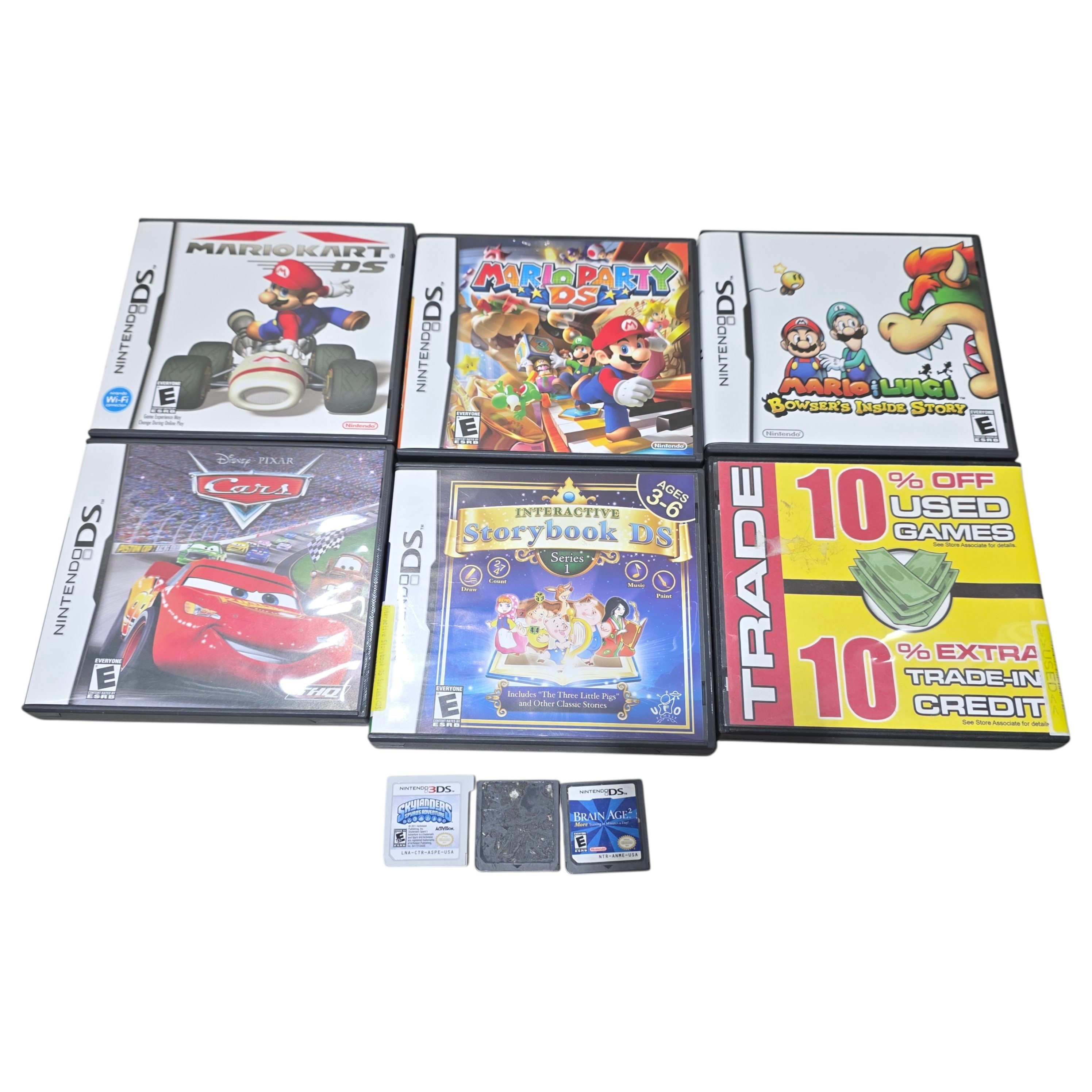 Nintendo DS  3DS Game Lot - Mario Kart DS, Mario Party DS, Cars, Brain Age 2 & More