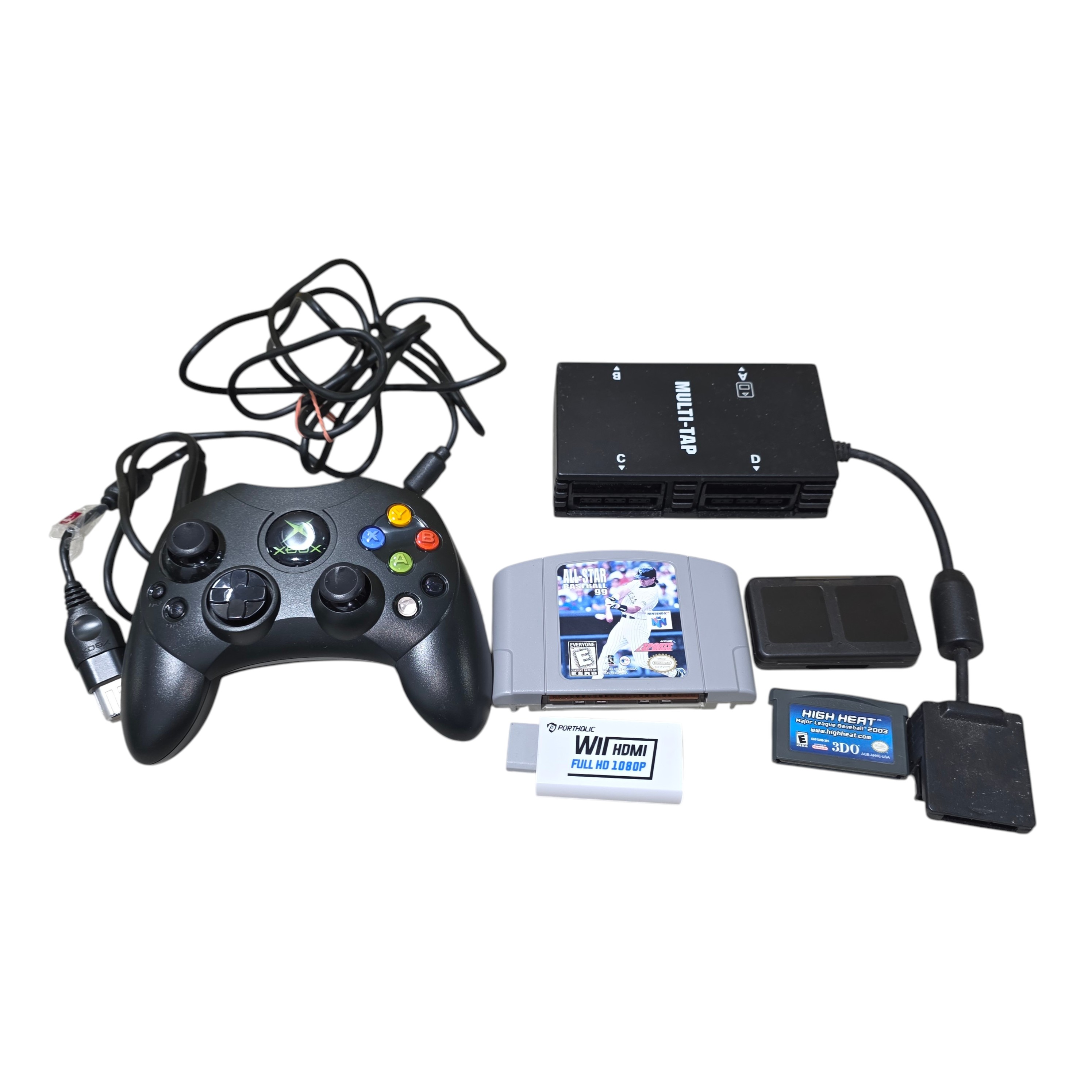 Mixed Video Game Accessories & Games - Xbox Controller, Multi-Tap, N64, GBA & Wii HDMI Adapter