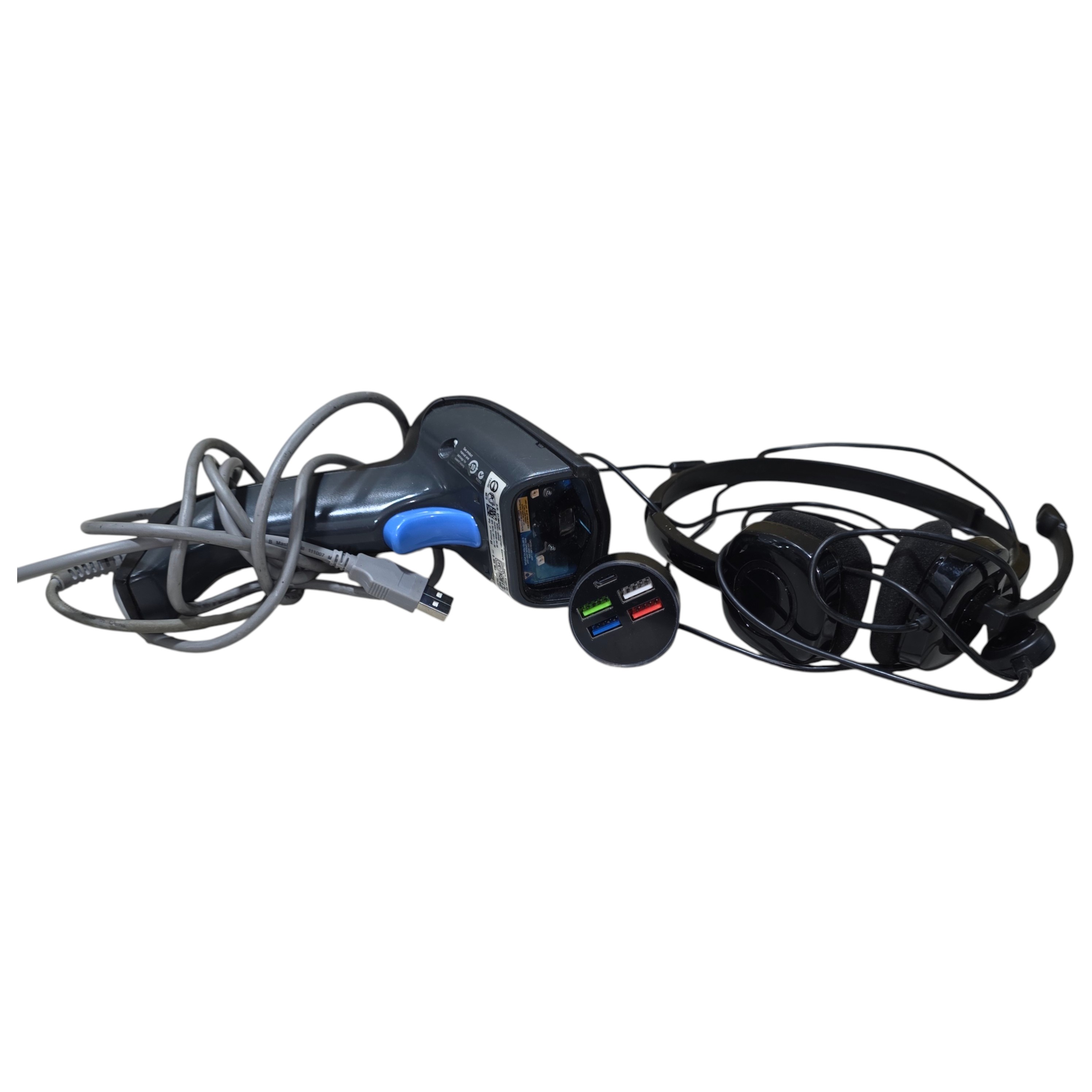 Motorola Symbol LS2208 USB Barcode Scanner, Headset & Multi-Port USB Charger Lot