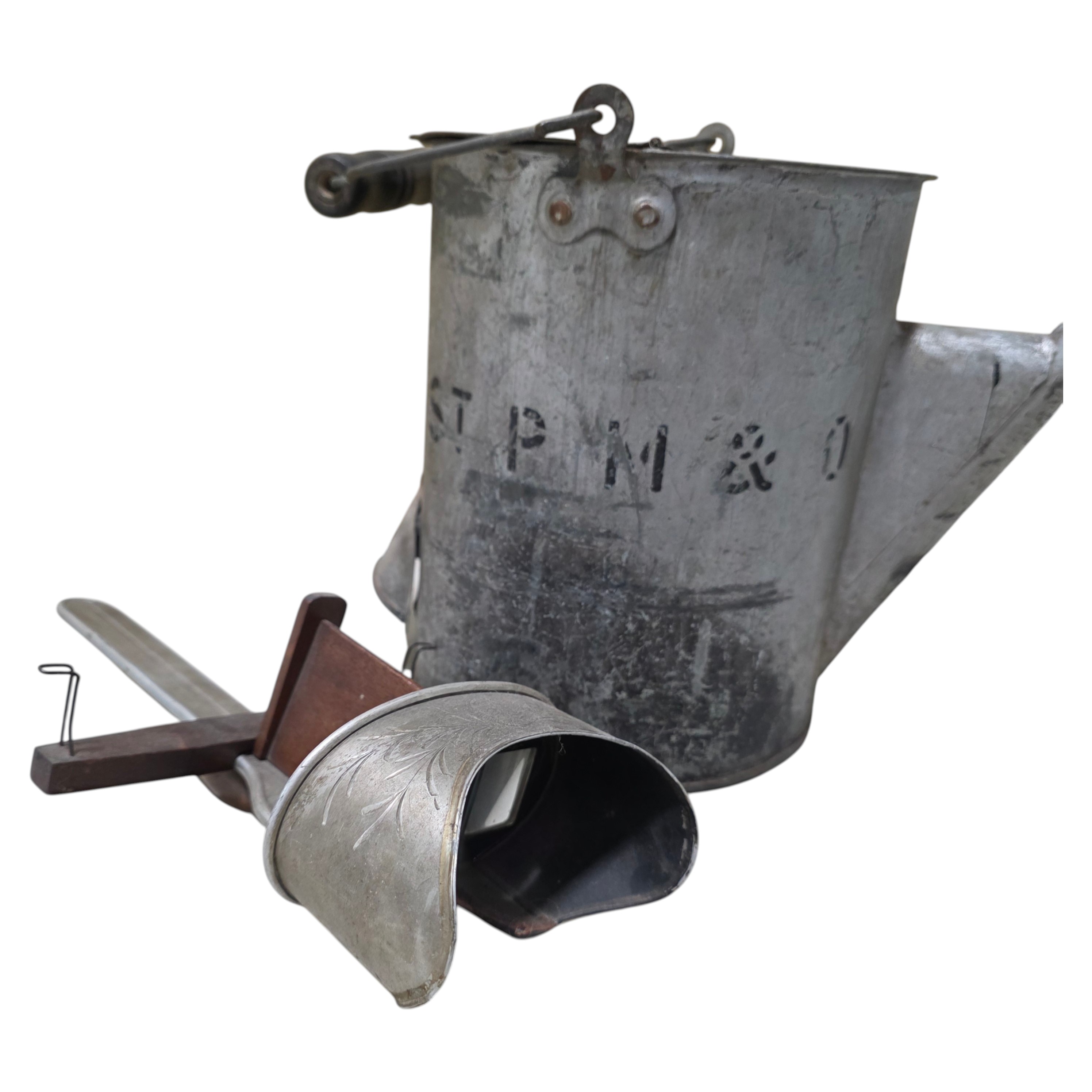 Vintage Metal Watering Can & Antique The Perfecscope Stereoscope Viewer