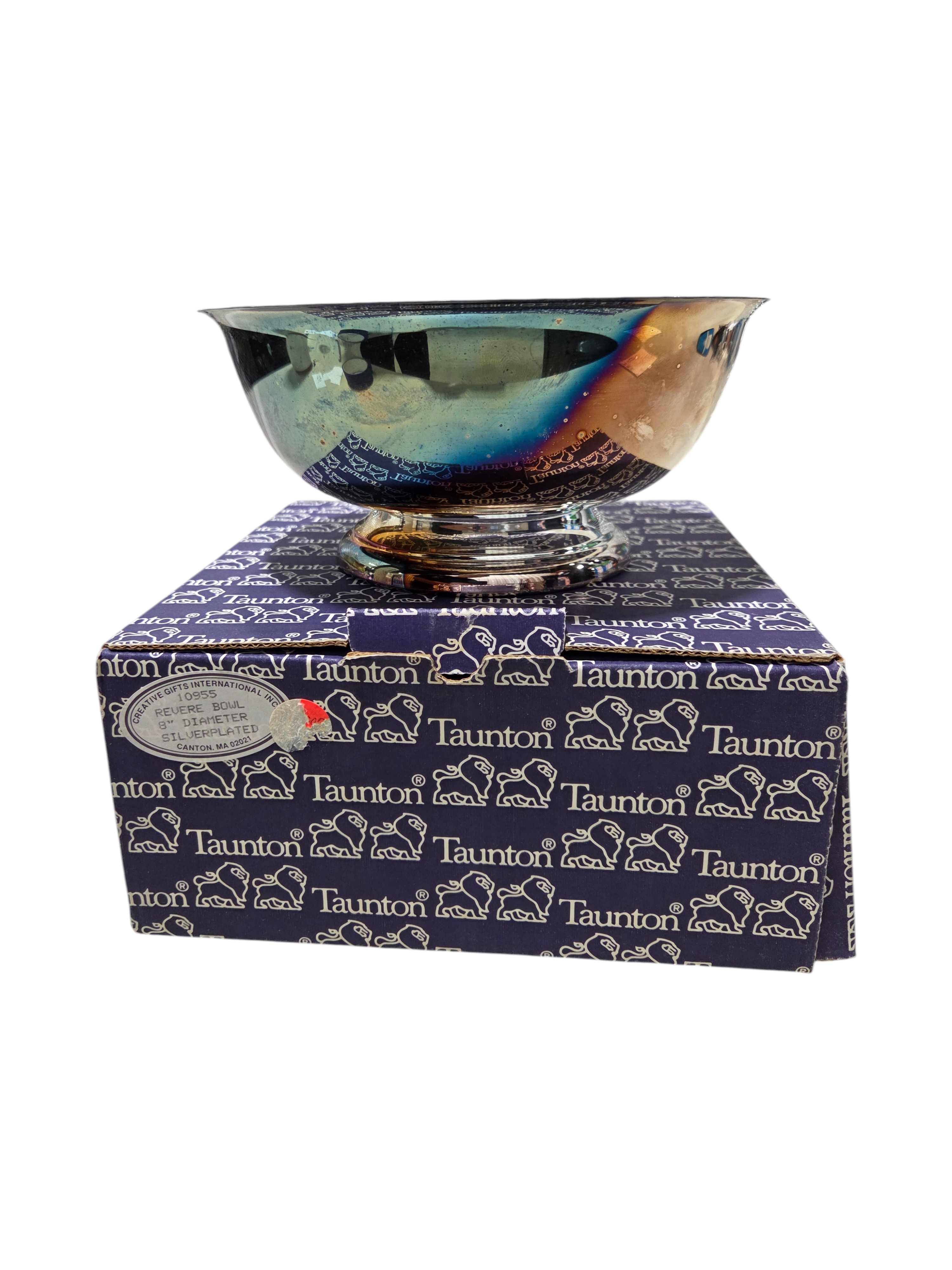 Taunton Silverplated Revere Bowl  8 Diameter, With Box